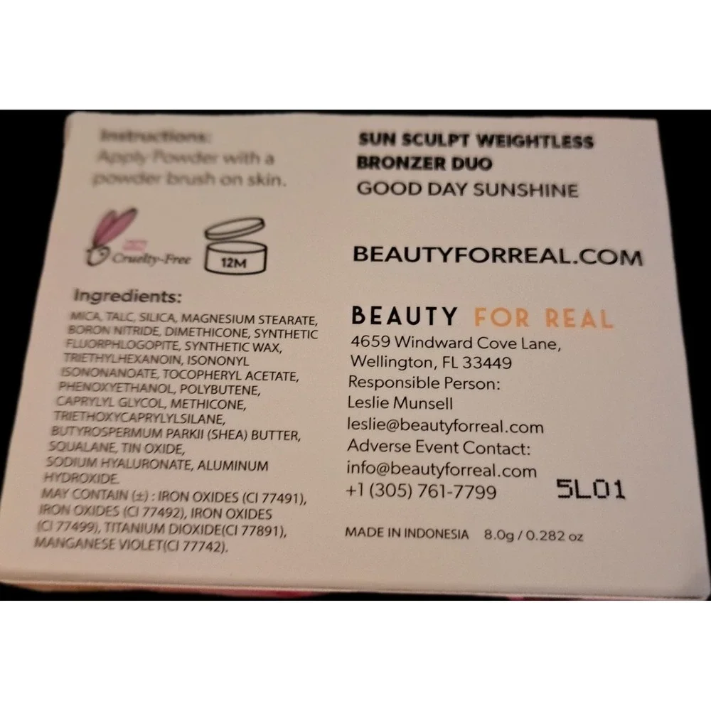 Beauty For Real Sun Sculpt Weightless Powder Bronzer Duo Matte Shimmer 0.282oz